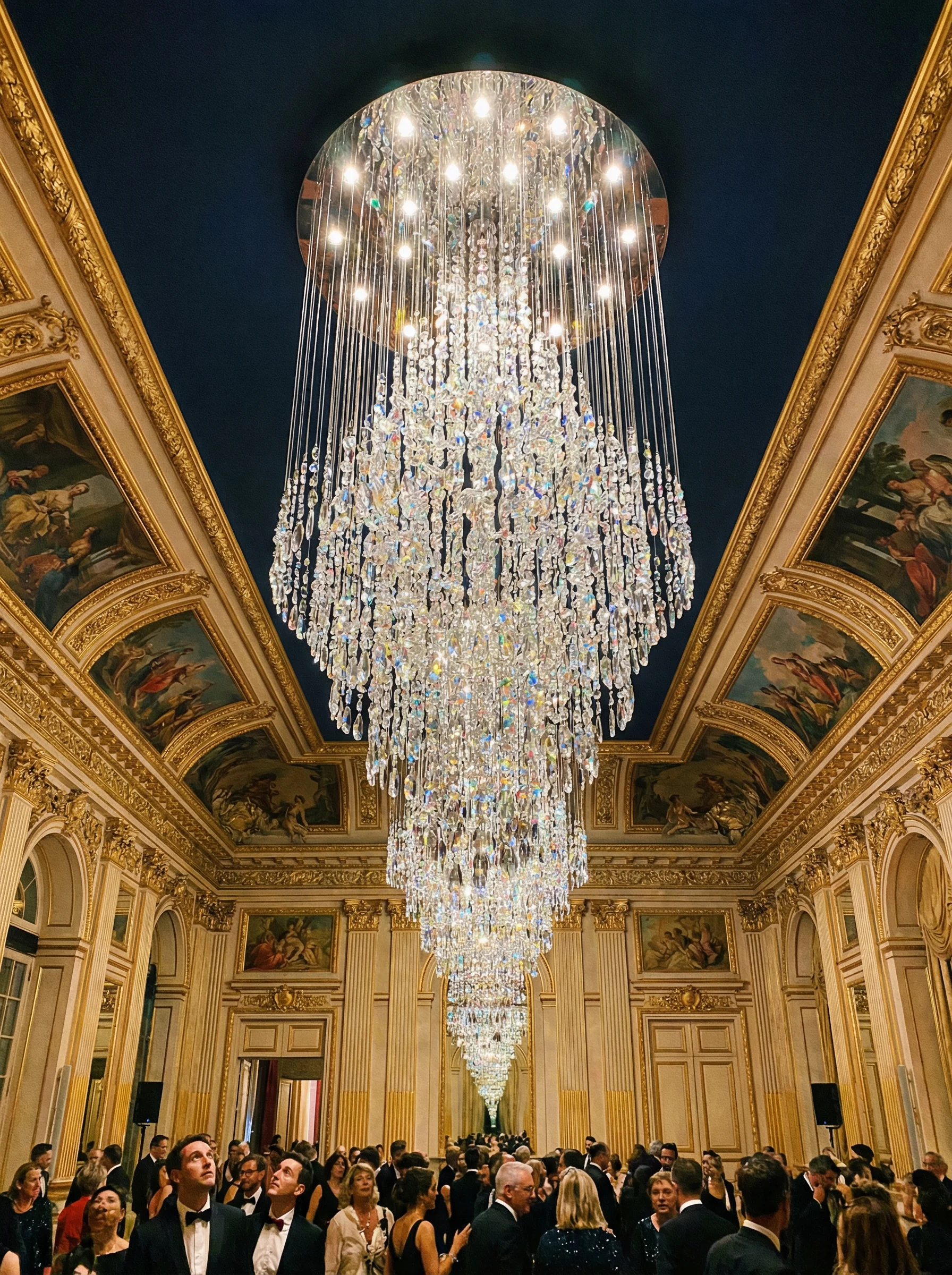 瀑布式水晶吊灯，为 真人棋牌 贵宾厅增添奢华气息