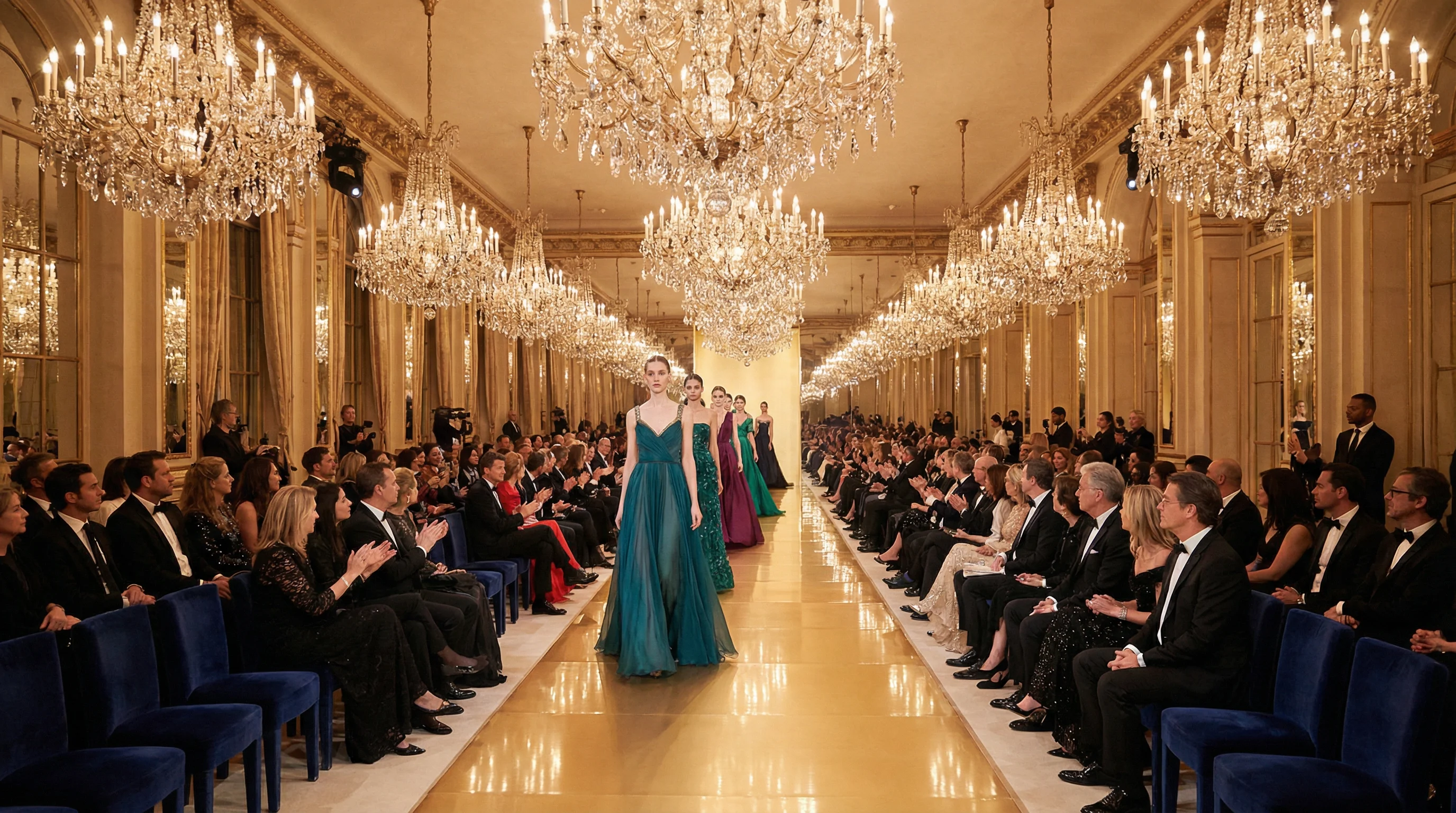 高级定制晚礼服展示，真人棋牌 时装秀精彩瞬间